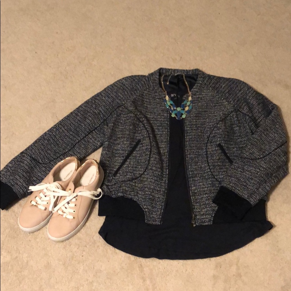 Tweed Cropped Zipper Jacket